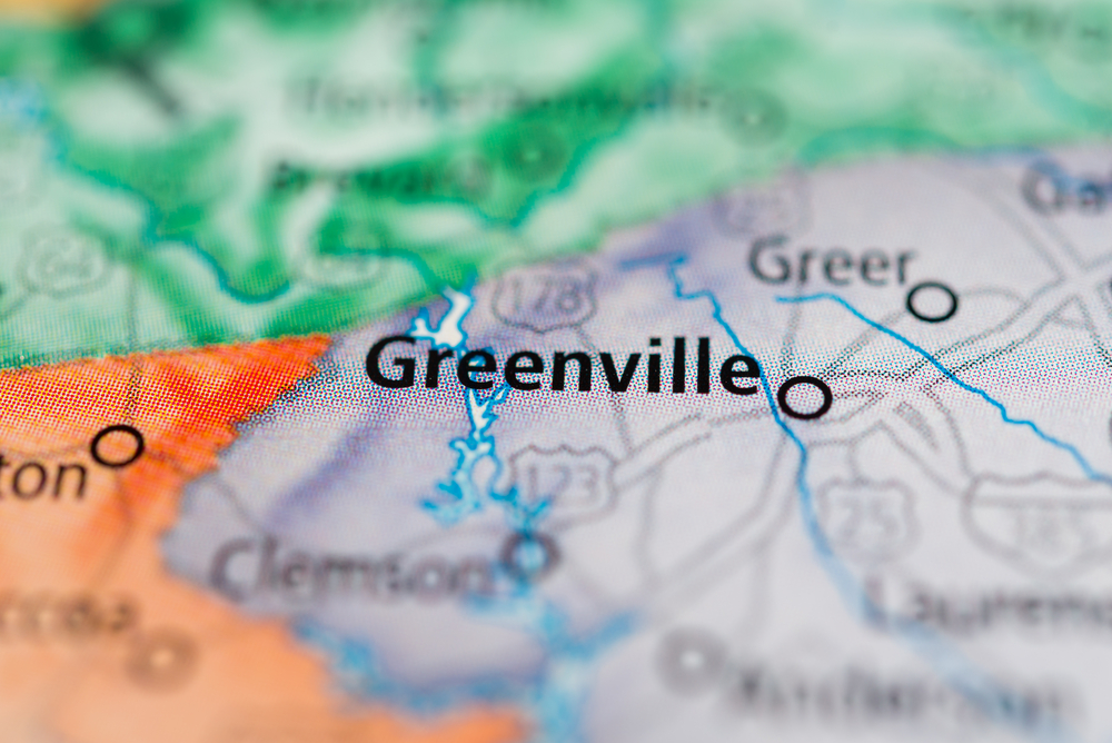 image shows map of Greenville Scouth carolina service area for Beacon Investigative Services